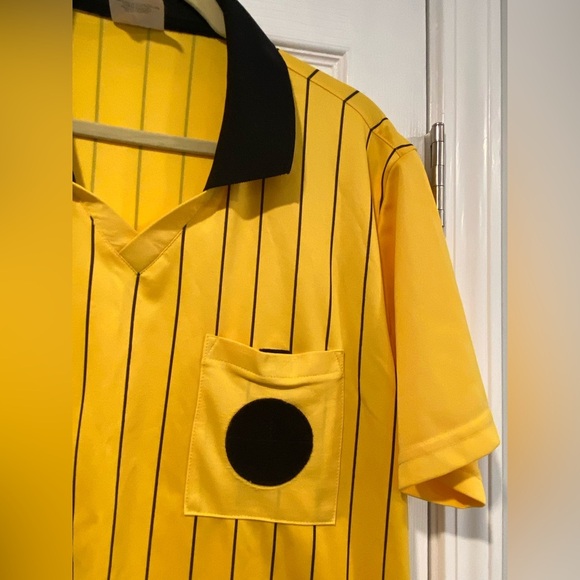 Score Size Adult Medium Yellow Black Stripe Short Sleeve Soccer Referee Jersey - Picture 3 of 11